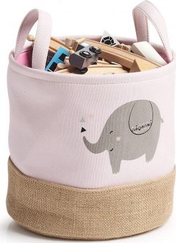 Zeller Kosz do przechowywania Elefant, poliester / juta, różowy