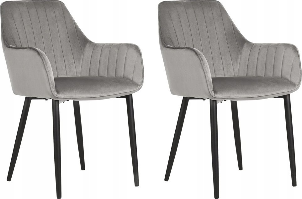 Beliani Zestaw 2 krzeseł do jadalni welurowy ciemnoszary WELLSTON