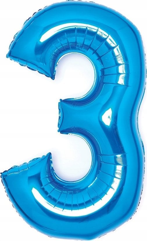 AMSCAN Balon foliowy cyfra 3 niebieska 50x66cm 9914053