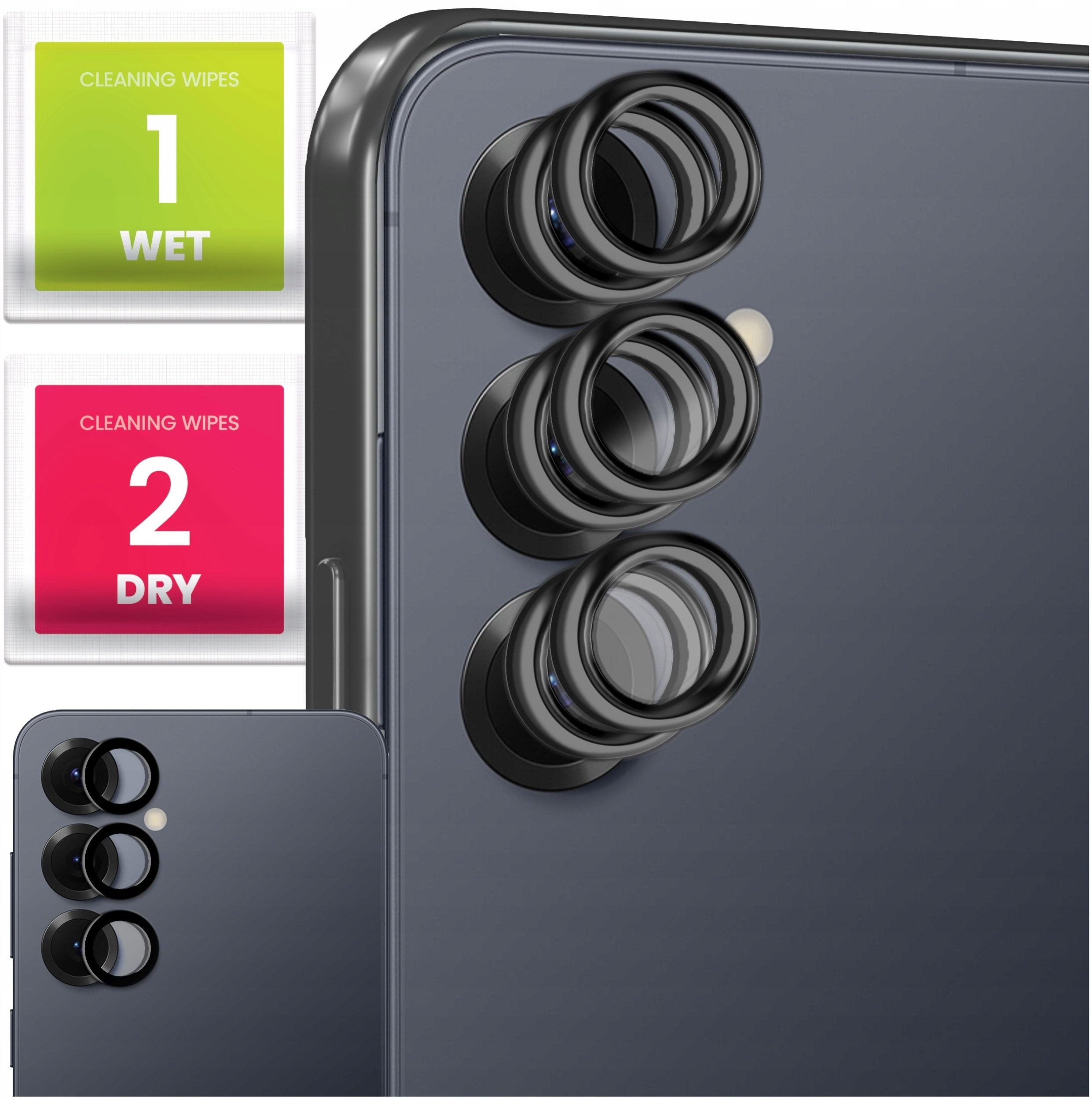 6x Szkło Na Aparat Do Samsung Galaxy S25 Plus (Na Obiektywy, Czarne, 9H)