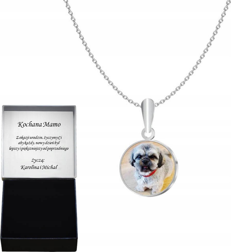 Radziszewska Jewellery Naszyjnik ze Zdjęciem Personalizacja Dzień Babci srebro GRAWER
