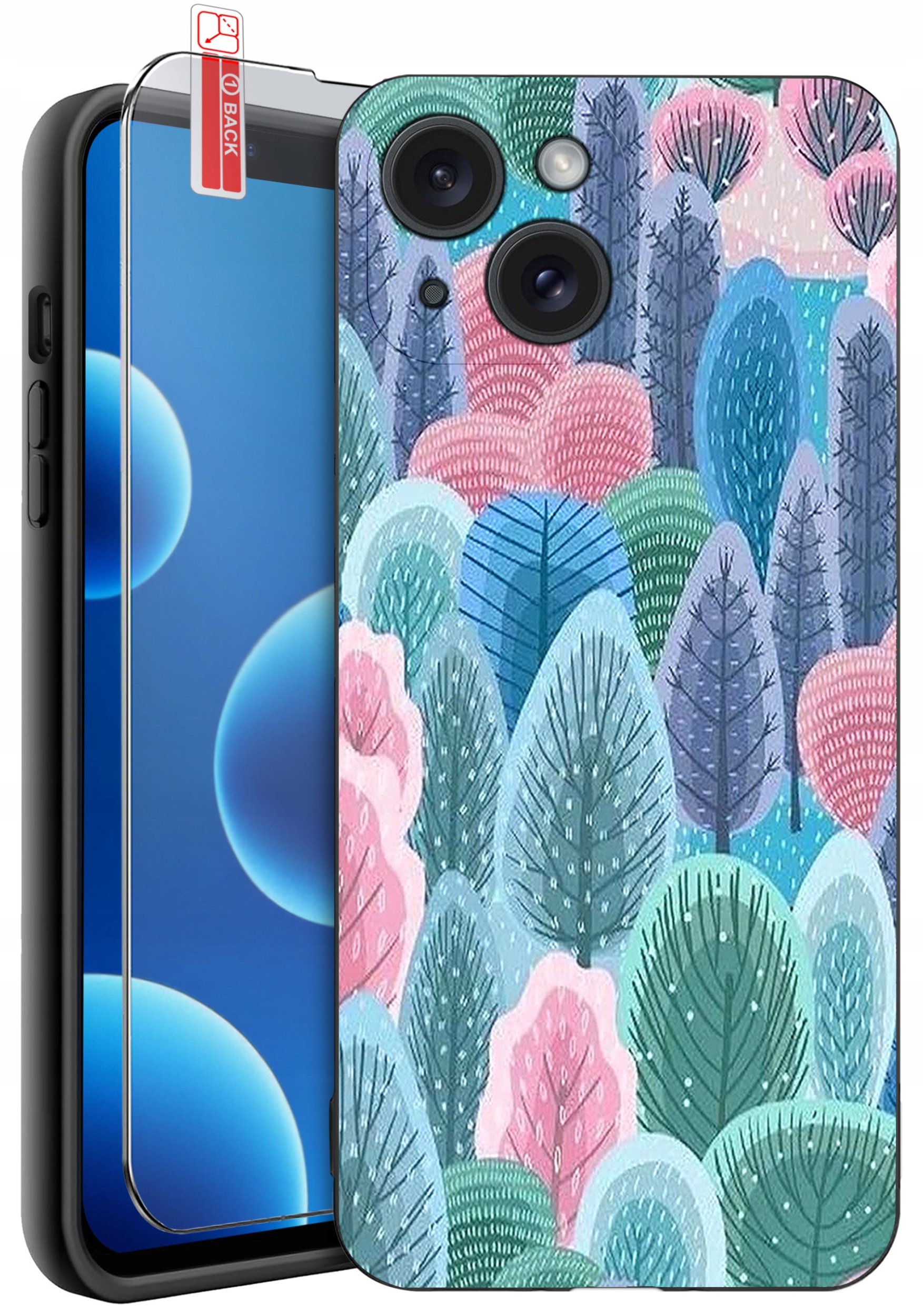 ETUI do iPhone 13 | 14 | WZORY | SILIKONOWE MATT CASE + SZKŁO 9H