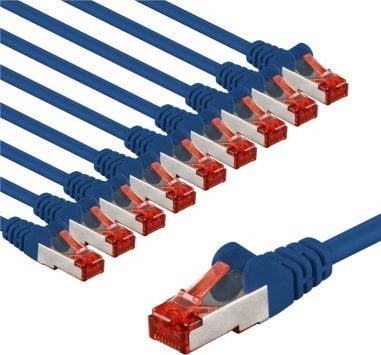 Goobay CAT 6 kabel krosowy, S/FTP (PiMF), 2 m, niebieski, zestaw 10 - Długość kabla 2 m