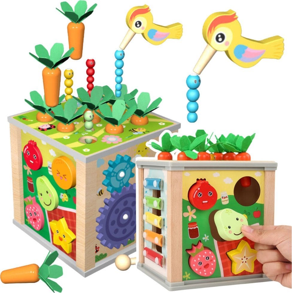 Kostka Drewniana Edukacyjna Sensoryczna Wielofunkcyjna 6w1