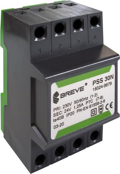 BREVE Transformator 1-fazowy modułowy PSS 30N 30VA 230/12V /na szynę/ 16012-9891