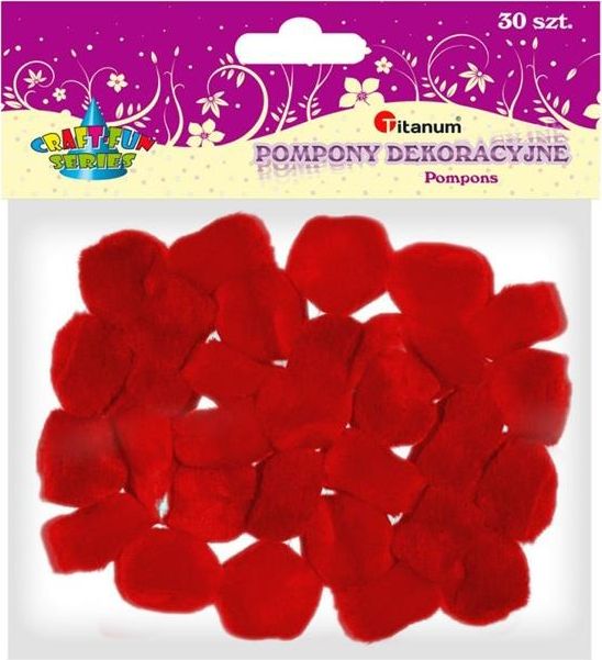 Titanum Akrylowe pompony, 25mm, 30szt, czerwone, CRAFT-FUN