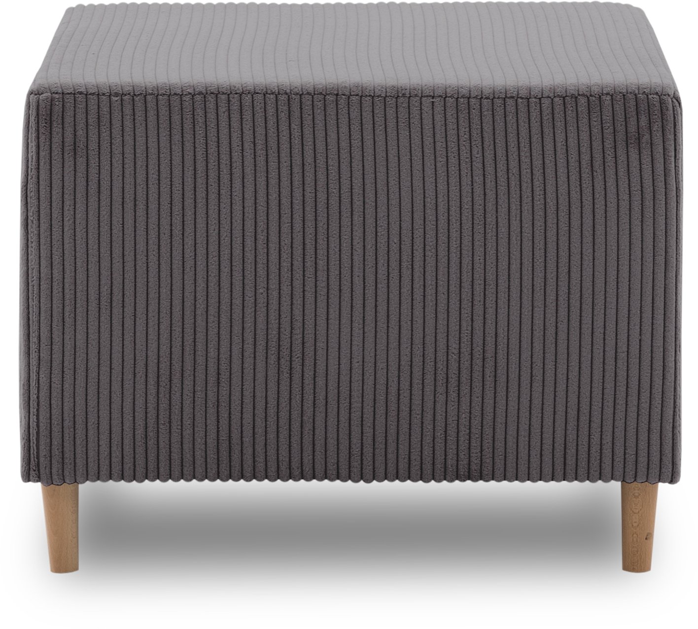 Pufa tapicerowana, podnóżek, sztruks, PANORA, 64x55x42 cm, ciemny szary