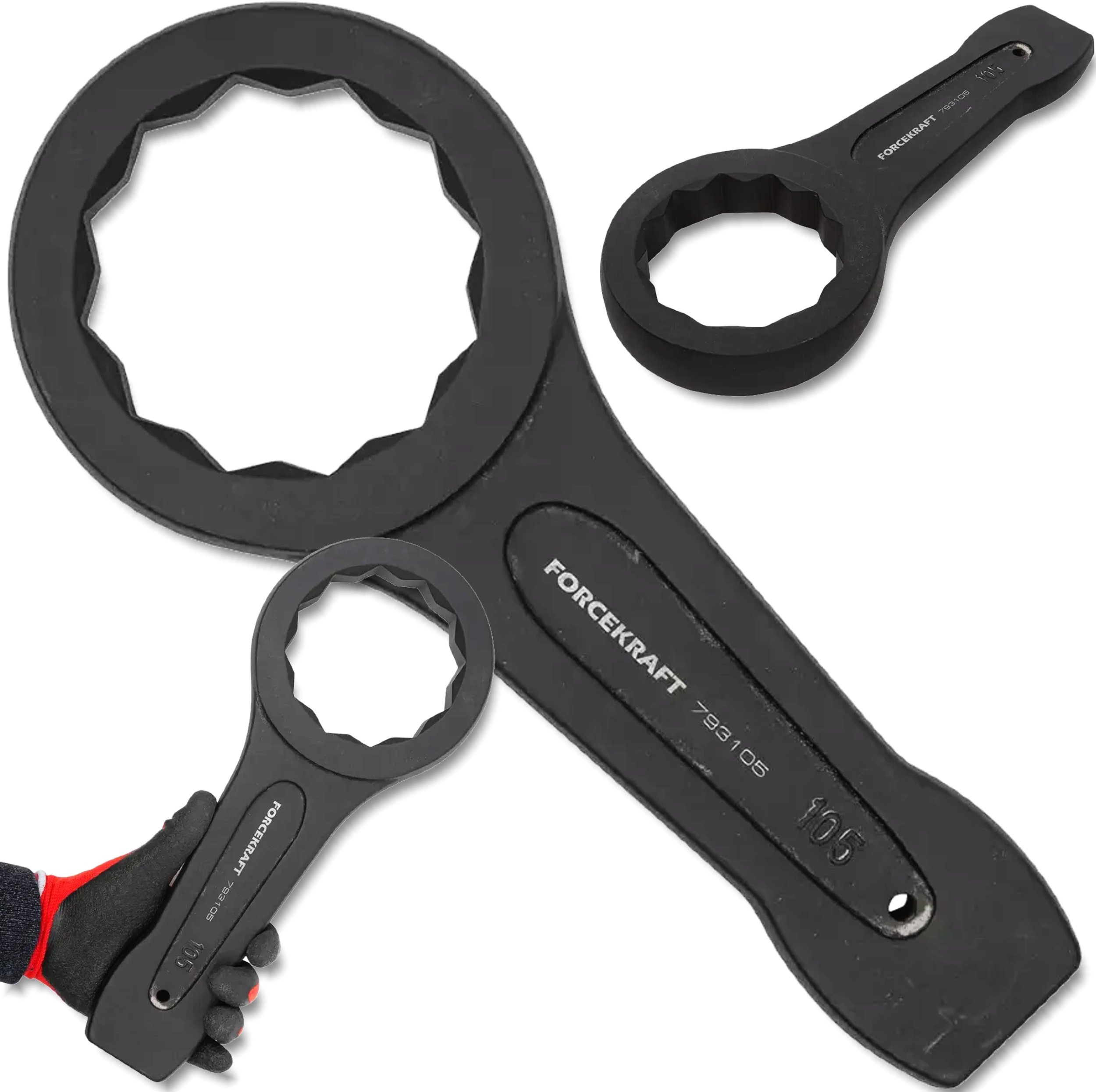 FORCEKRAFT Klucz OCZKOWY udarowy do PODBIJANIA 105mm 400mm Cr-Mo