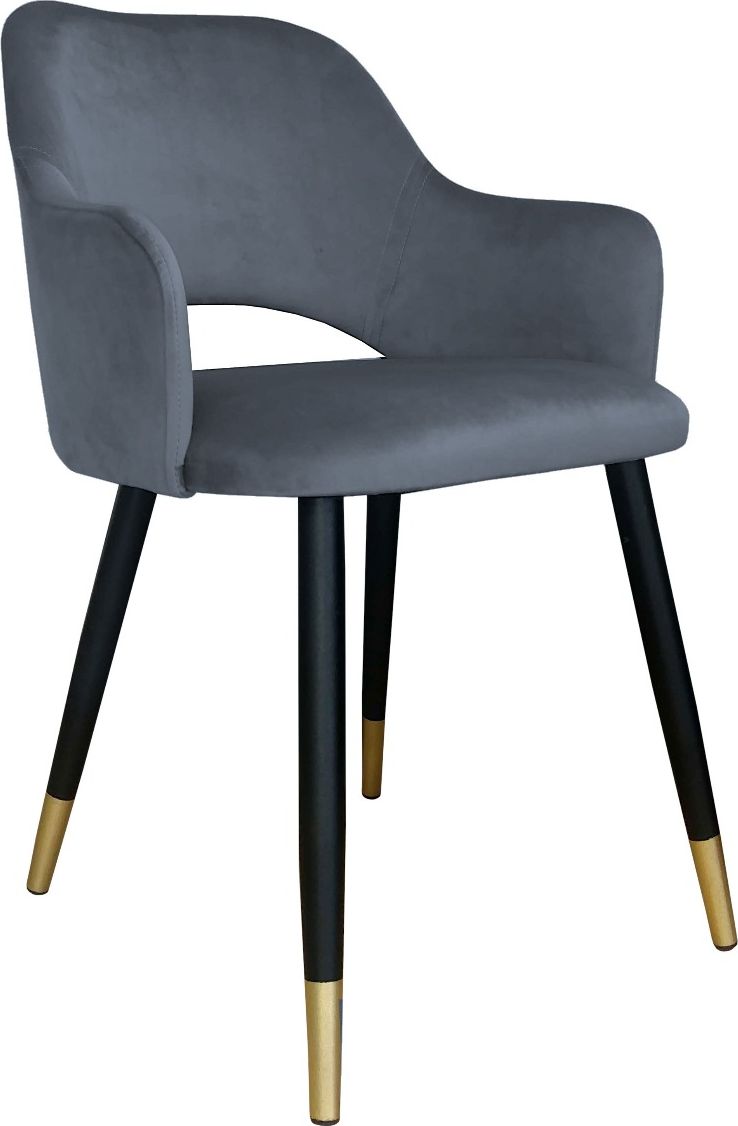 Atos Krzesło NAPO BL VELVET GOLD ciemno szare w stylu glamour ATOS