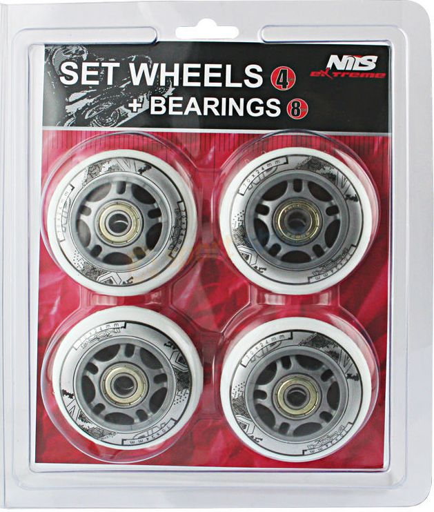 Nils Extreme Kółka PU 72x24 82A białe zestaw (16-32-009)