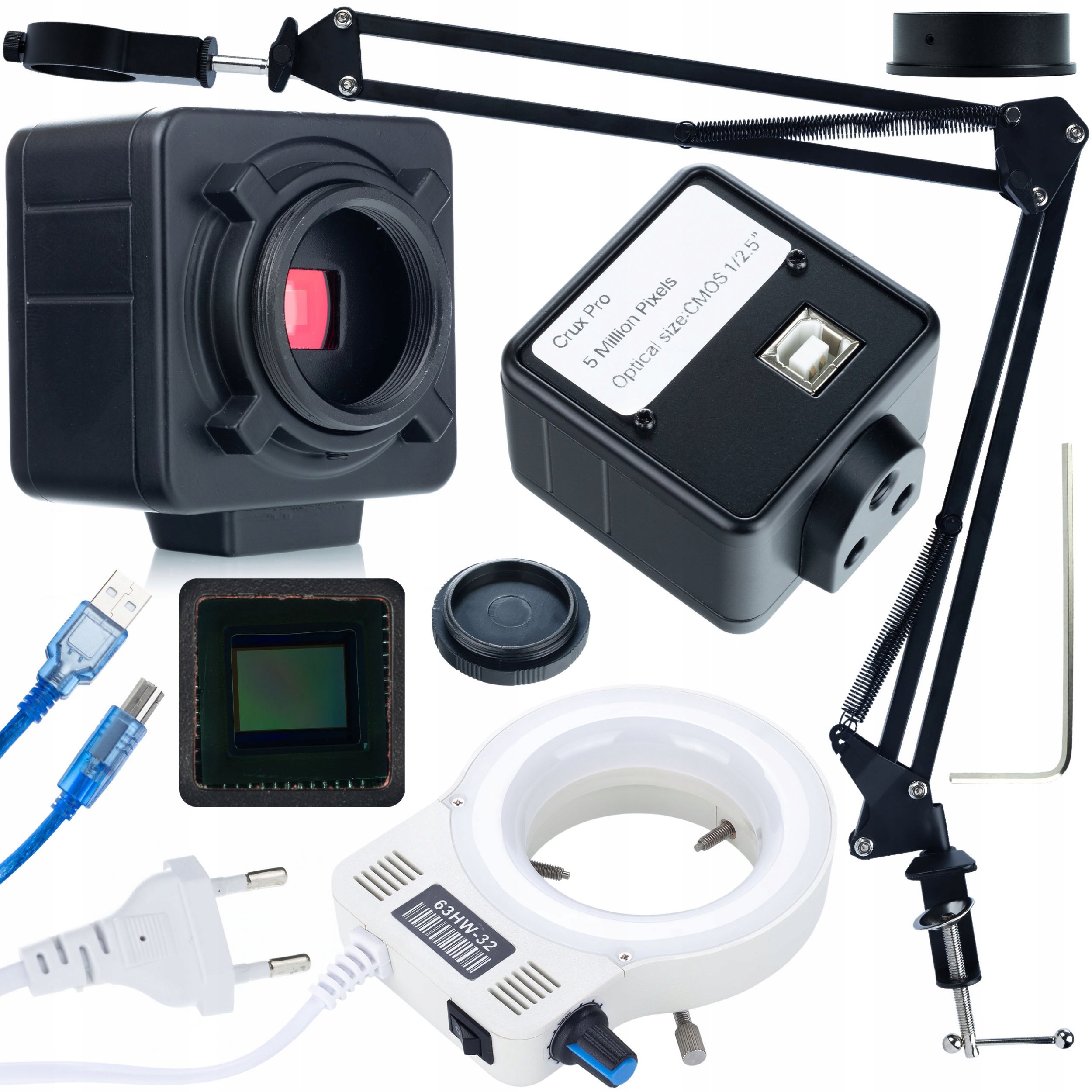 WYSIĘGNIK RUCHOME RAMIE BAZA DO MIKROSKOPU CYFROWEGO OŚWIETLACZ KAMERKA 2K