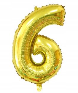 Balon Foliowy Na Hel CYFRA - 6 kolor ZŁOTY - 80CM