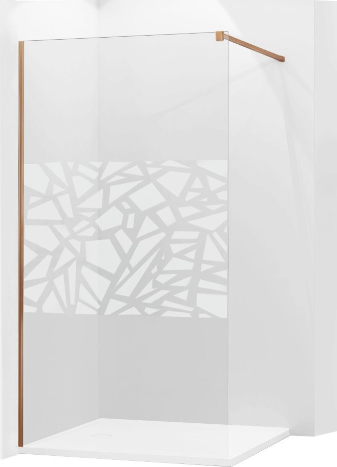 Mexen Mexen Kioto ścianka prysznicowa 110 x 200 cm, transparent/biały wzór 8 mm, różowe złoto - 800-110-101-60-85