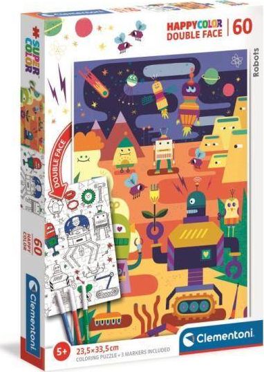 Clementoni Puzzle 60 HappyColor Double Face Robot