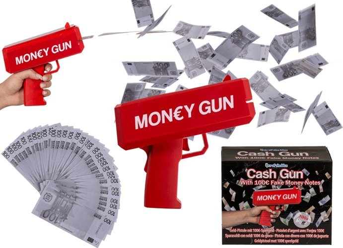 Out of the blue CASH GUN - Pistolet Strzelający Pieniędzmi + Banknoty