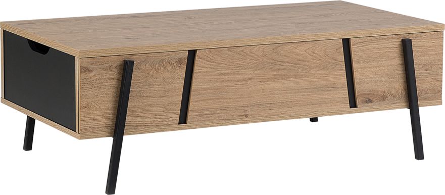 Beliani Stolik kawowy jasne drewno z czarnym BLACKPOOL