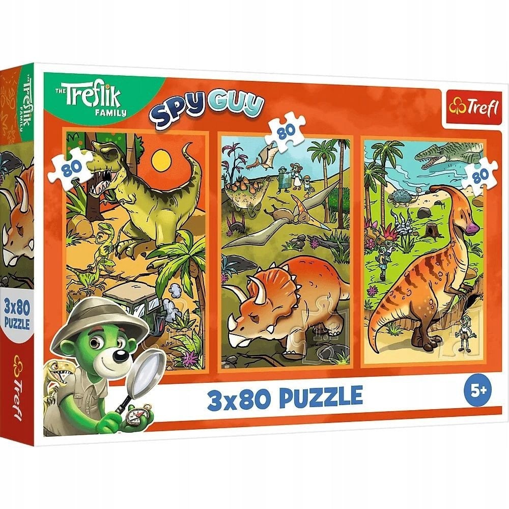 Trefl Puzzle Trefliki w świecie dinozaurów 3x80 elementów (34888)