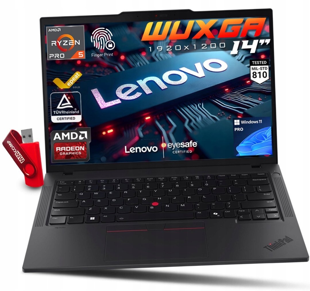 Laptop Lenovo ThinkPad T14 G5 R5 PRO 32GB 4TB SSD WUXGA IPS W11 NIEZAWODNY