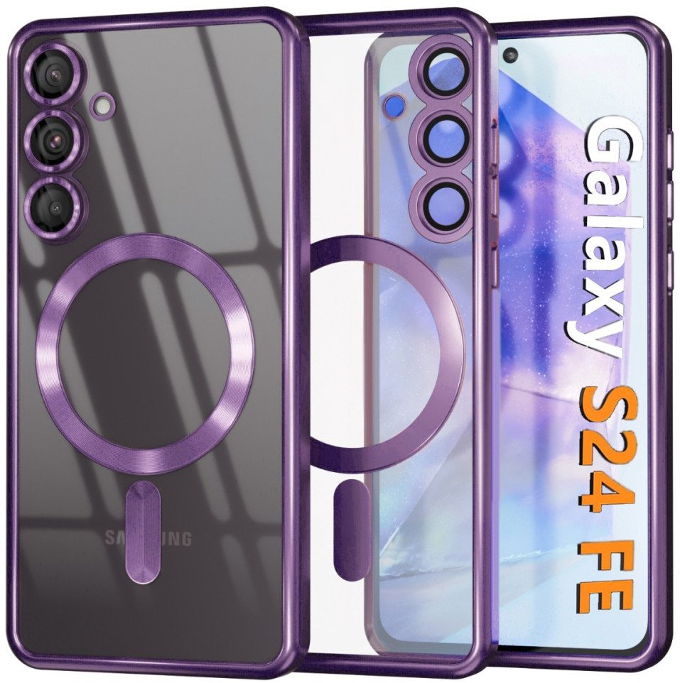 Etui Supero Tpuplating Magsafe do Samsung Galaxy S24 FE, fioletowe