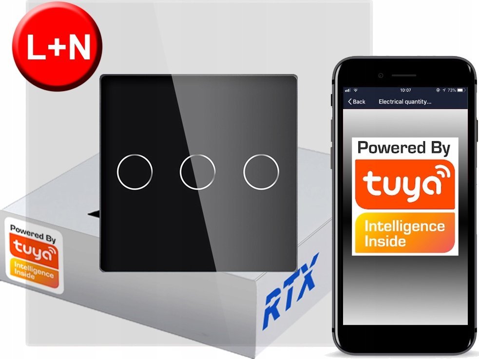 Włącznik Dotykowy 3 obw.cz ZigBee TUYA RTX SH# L+N
