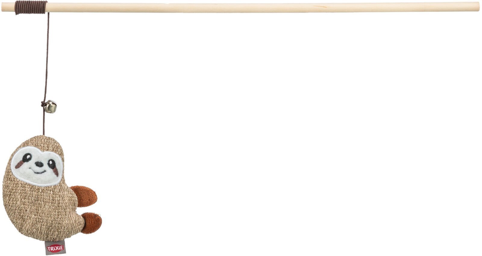 Wędka z leniwcem, zabawka, dla kota, plusz/drewno, 38 cm, z kocimiętką