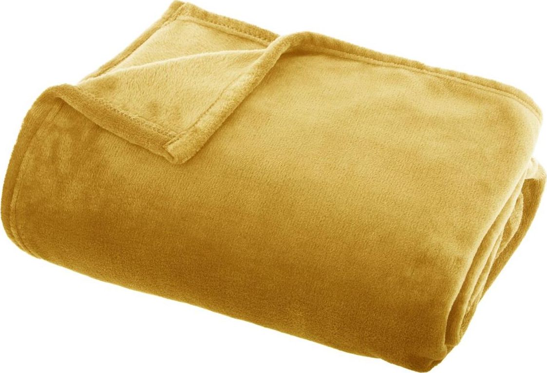 Atmosphera Żółty koc pluszowy Flanel 130x180 cm