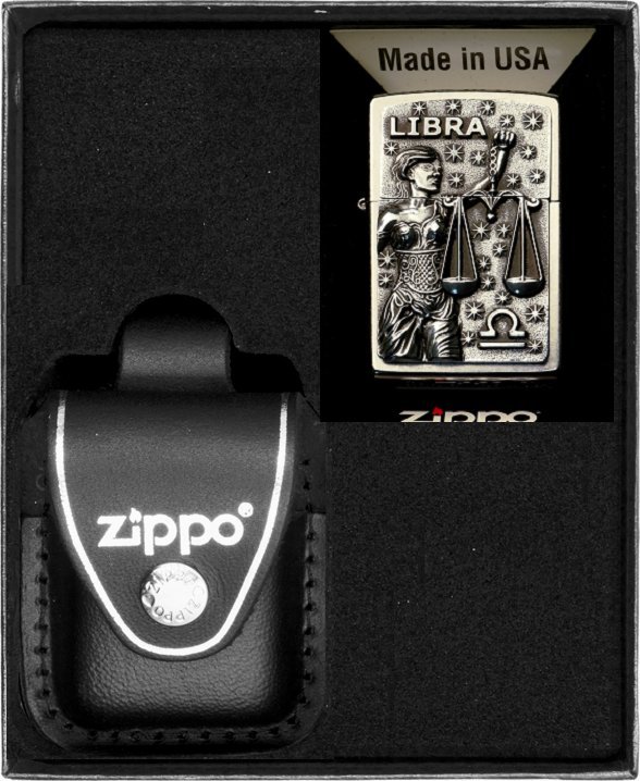 Zestaw ZIPPO Zapalniczka ZODIAC LIBRA waga Prezentowy No3