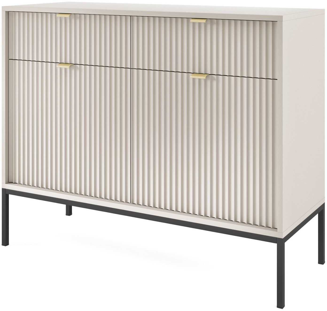 Dwudrzwiowa komoda Kioto KSZ104 w kolorze cashmere + czarne nóżki