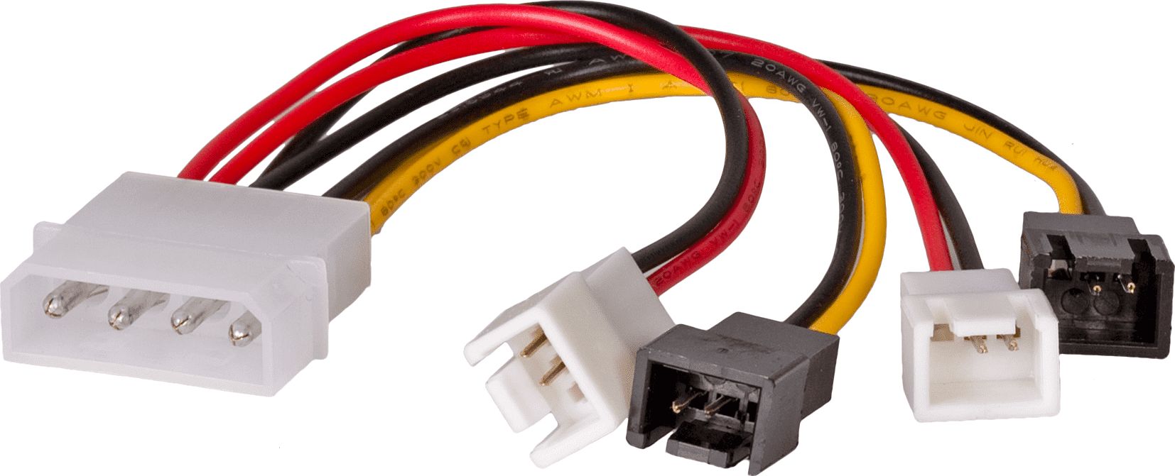 Akyga Molex - 3-pin x4, 0.15m, Wielokolorowy (AK-CA-34)