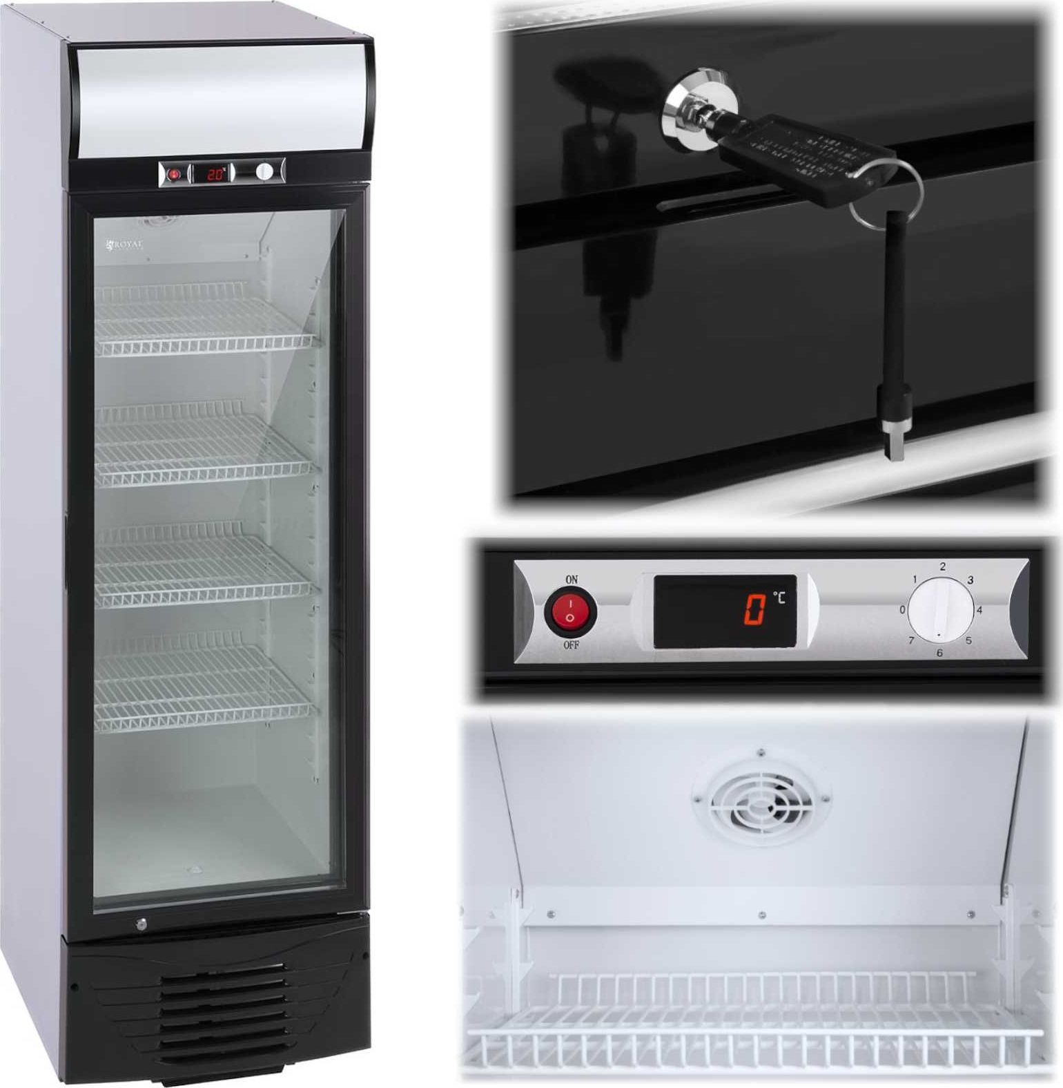 Witryna chłodnicza Royal Catering Lodówka chłodziarka szafa chłodnicza na napoje przeszklona 2-8C 278L