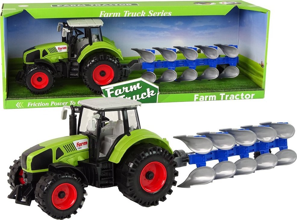 Teka Traktor z pługiem na napęd frykcyjny zielony