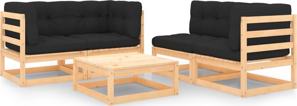 vidaXL vidaXL 5-cz. zestaw wypoczynkowy do ogrodu, z poduszkami, lita sosna