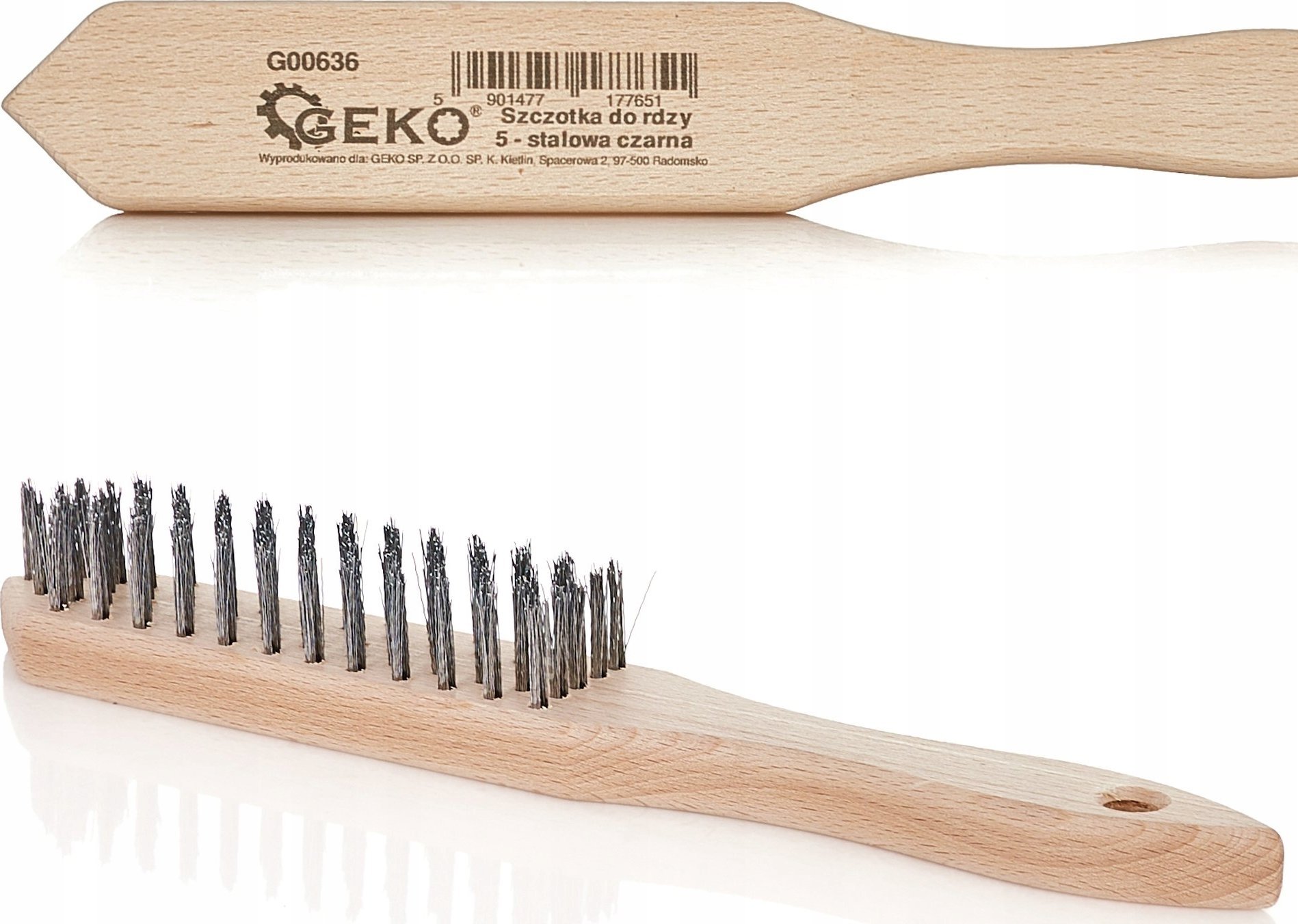 Geko Szczotka do rdzy druciana czarna 5 rzędów drewno (30/120)