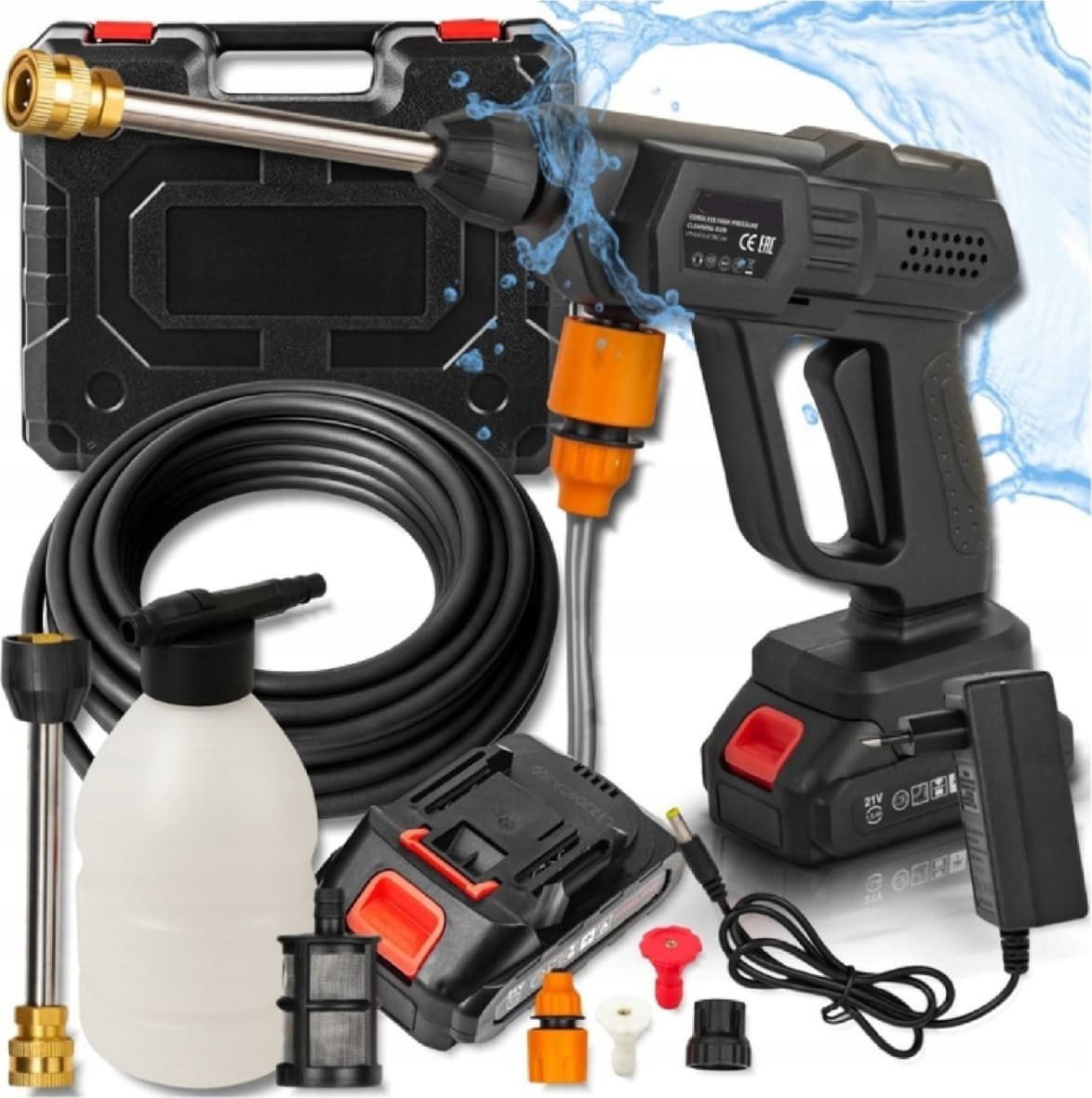 Myjka ciśnieniowa akumulatorowa 15 bar, 21V, 1500mAh