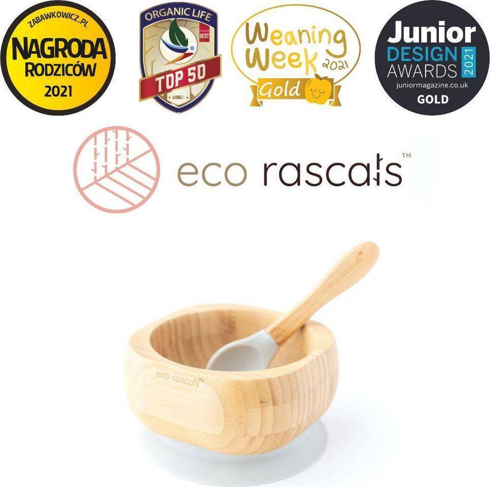 ECO RASCALS ECORASCALS Miseczka Bambusowa głęboka szara zprzyssawką i łyżeczką one size