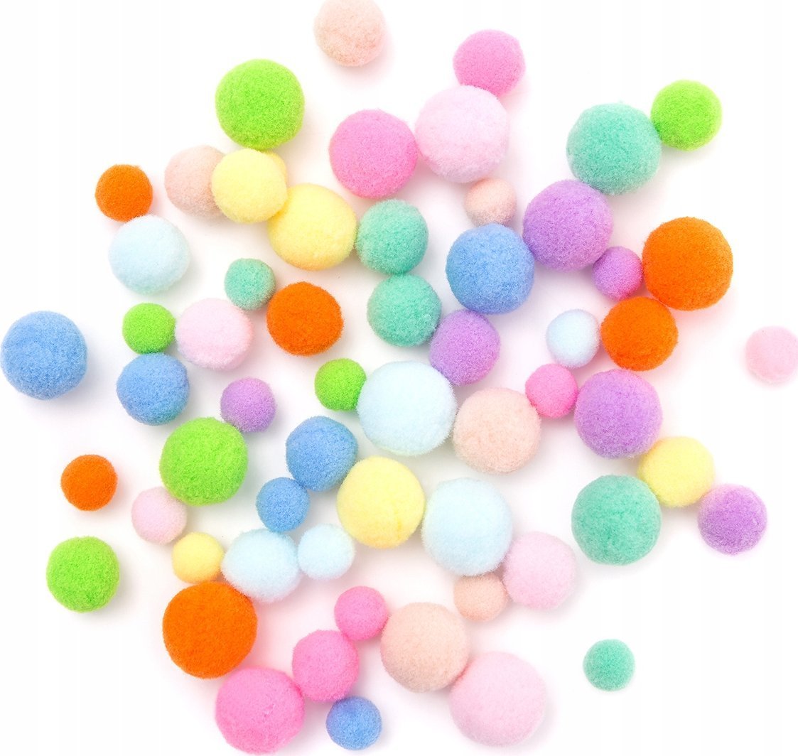 DP Craft Pompony pluszowe DPCRAFT mix rainbow, 60 szt.