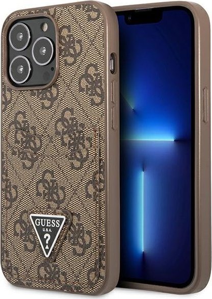 Guess GUHCP13LP4TPW iPhone 13 Pro / 13 6,1" brązowy/brown hardcase 4G Triangle Logo Cardslot NoSize