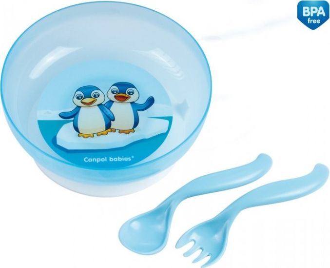Canpol Miska z przykrywką i sztućcami
