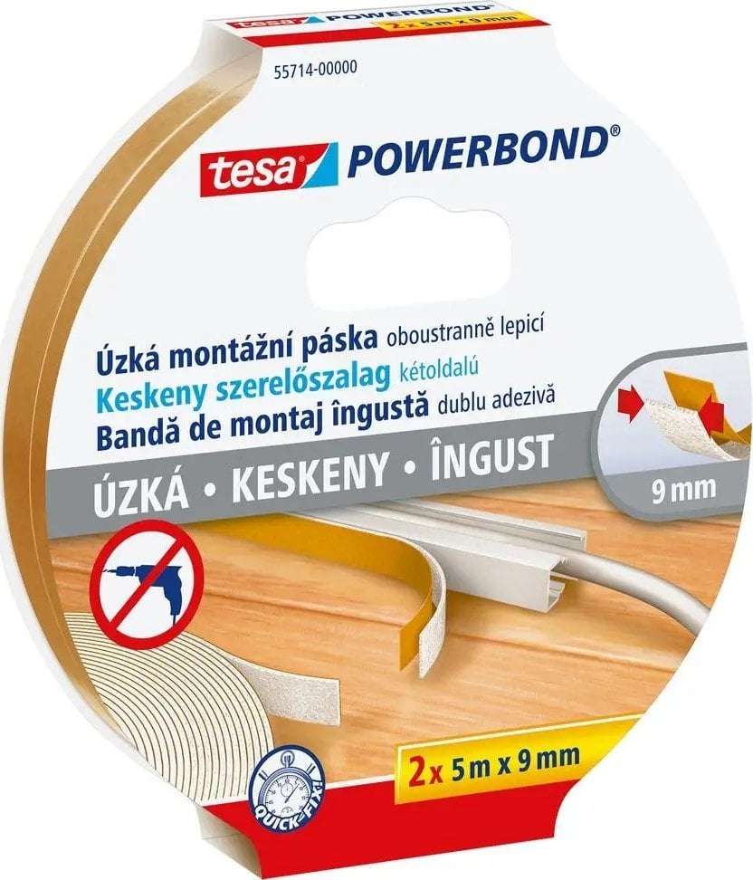 Tesa Powerbond Wąski 2 x 5m x 9mm