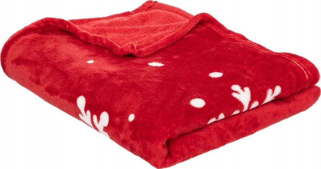 Atmosphera Czerwony pled w płatki śniegu, 130 x 180 cm