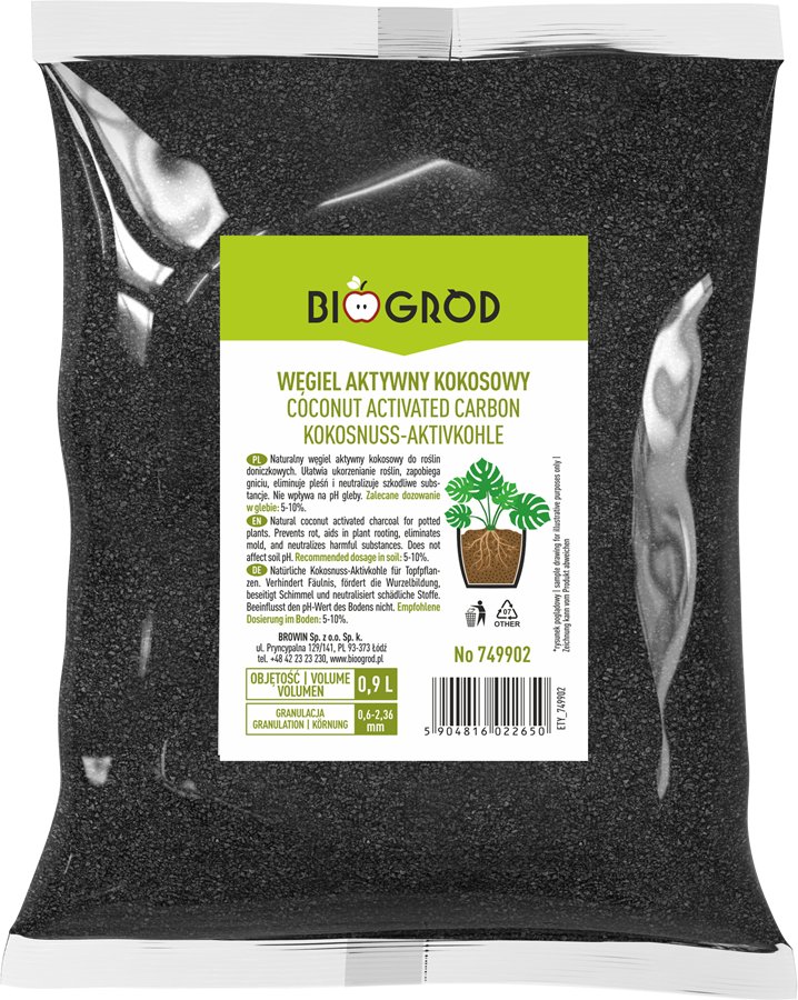 Węgiel aktywny kokosowy do roślin 0,9 L