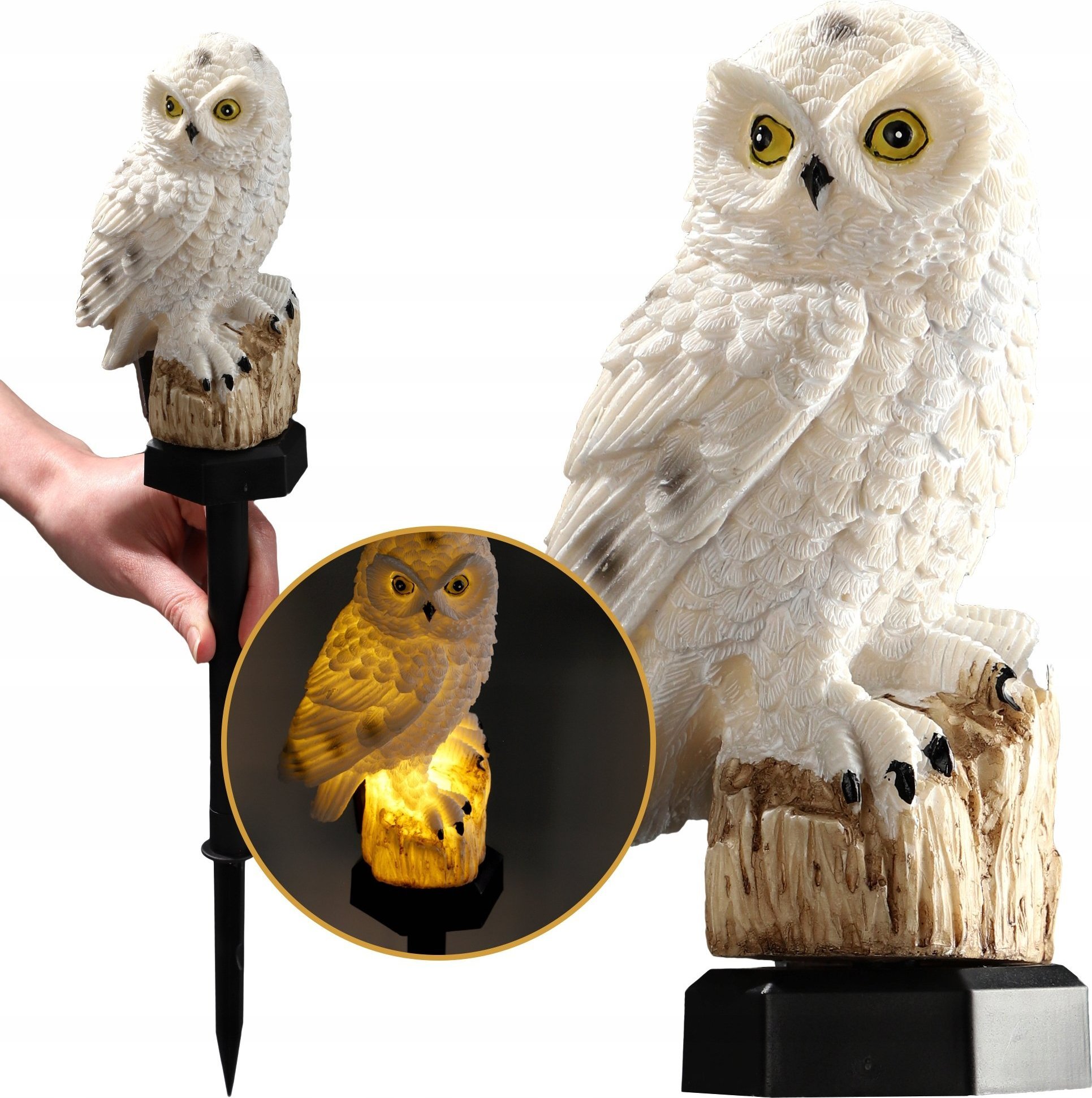 Kadax Lampa Solarna Ogrodowa Led Wbijana Biała Sowa