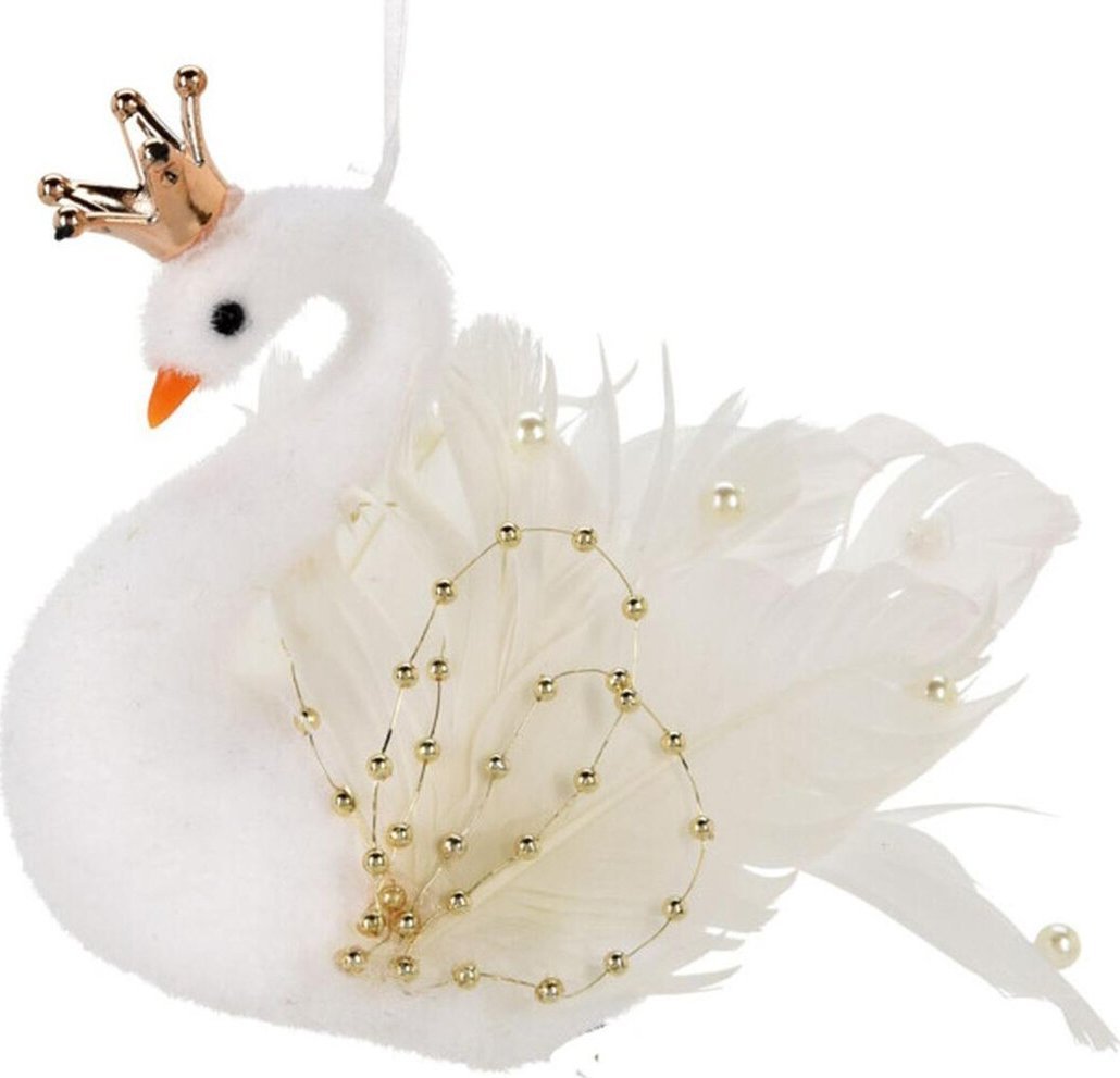 Home Styling Collection ŁABĘDŹ DEKORACYJNY WISZĄCY BOMBKA 17CM ZŁOTE SKRZYDŁA