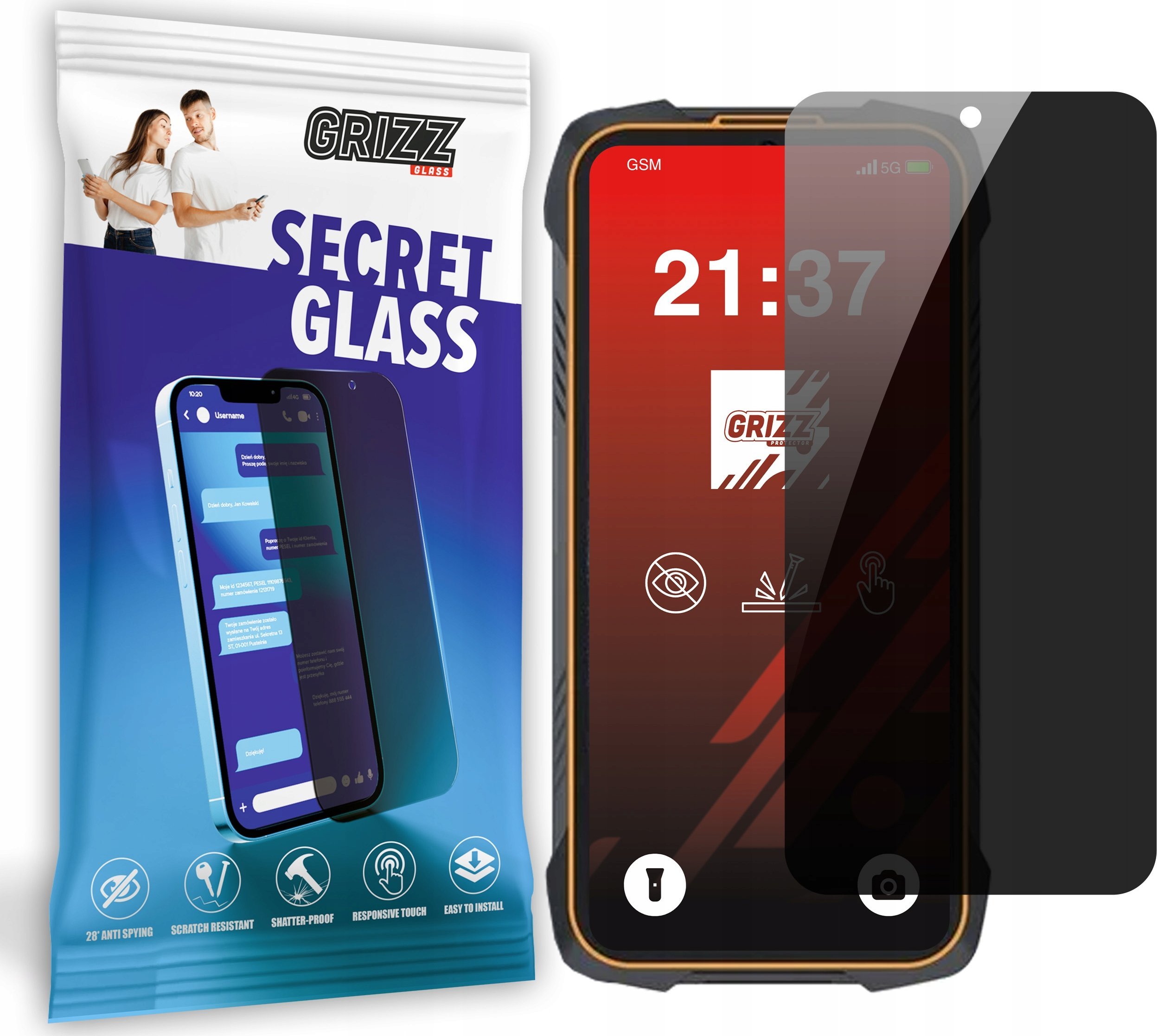 Szkło prywatyzujące GrizzGlass SecretGlass do Cubot King Kong 6