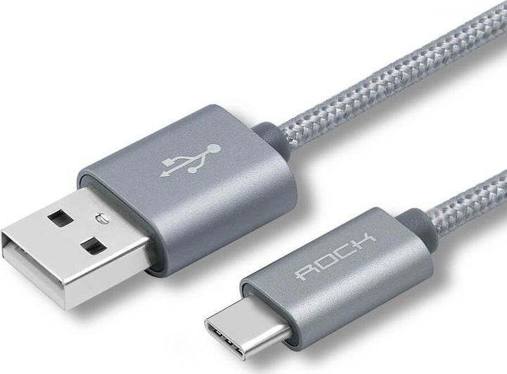 Kabel USB Rock Space USB-A - USB-C 1 m Szary (457)