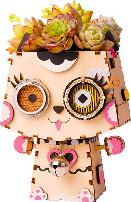 Robotime Technology ROBOTIME Drewniana Doniczka Puzzle 3D Kotek