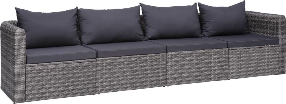 vidaXL 4 częściowy zestaw mebli do ogrodu z poduszkami, rattan PE, szary (44164)