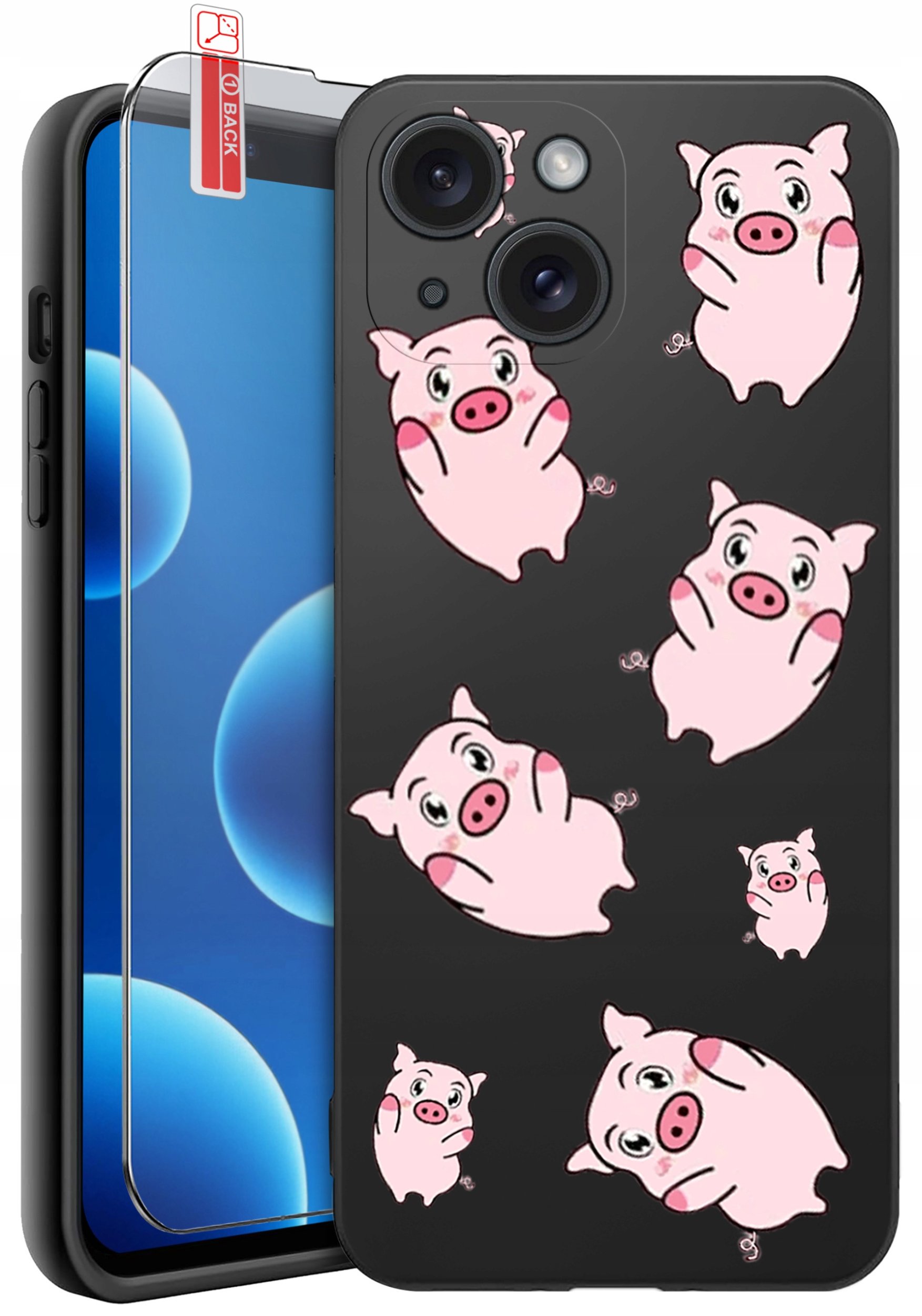 ETUI do iPhone 13 | 14 | WZORY | SILIKONOWE MATT CASE + SZKŁO 9H