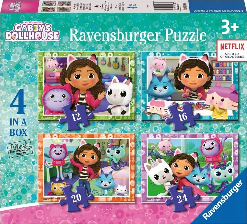 Ravensburger Puzzle 4w1 Koci Domek Gabi 12/16/20/24 elementy