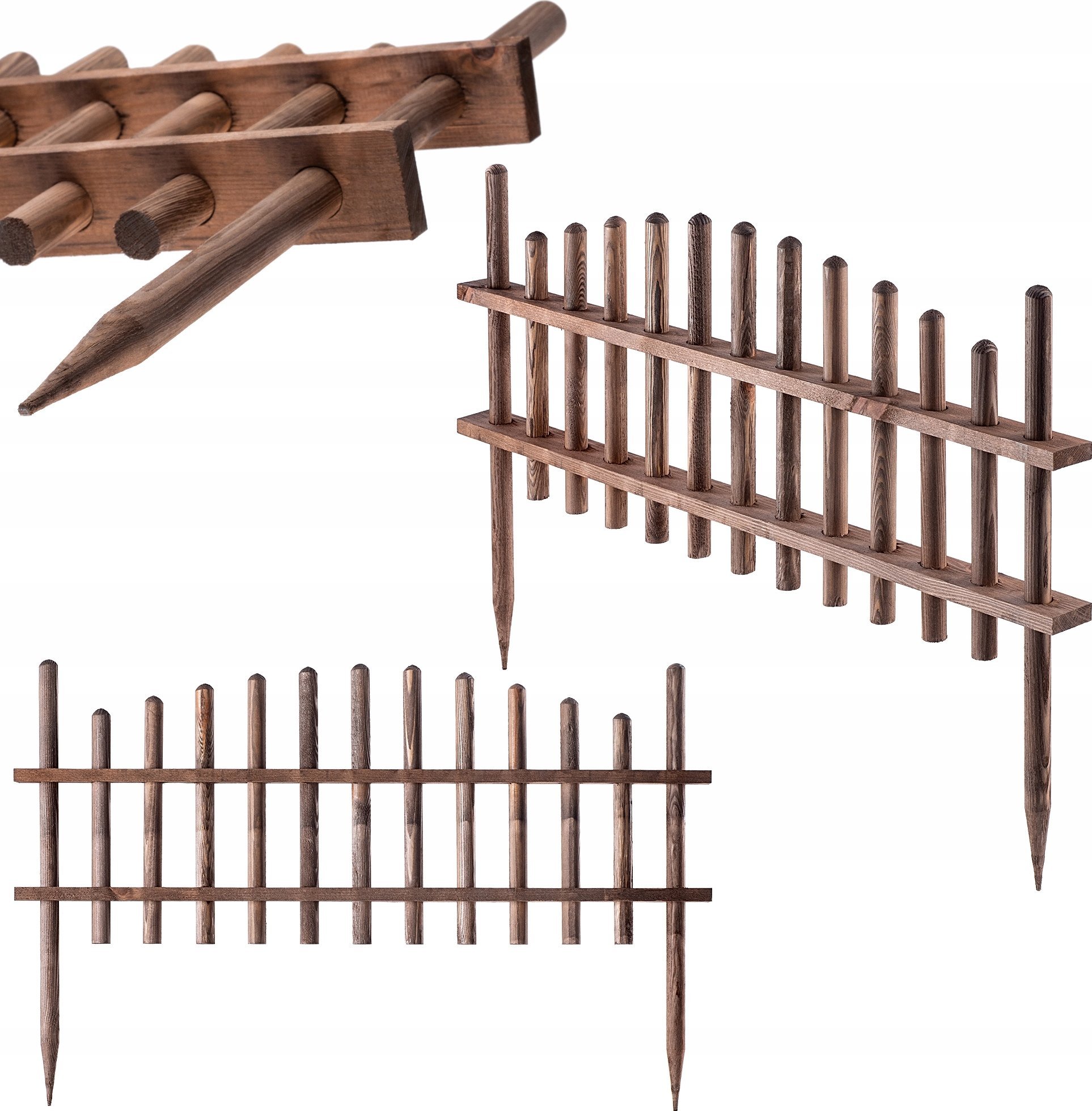 Kadax Płotek Ogrodowy Drewniany Palisada 85cm